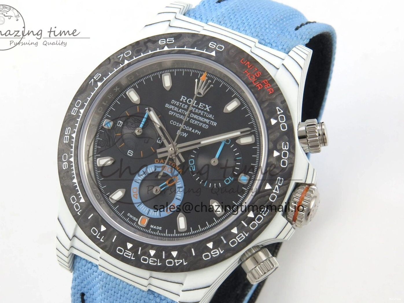 MiroTime 0106 Attractive Daytona DIW Carbon Case and Bezel DIWF Edition Black Dial on Blue Nylon Strap A 71